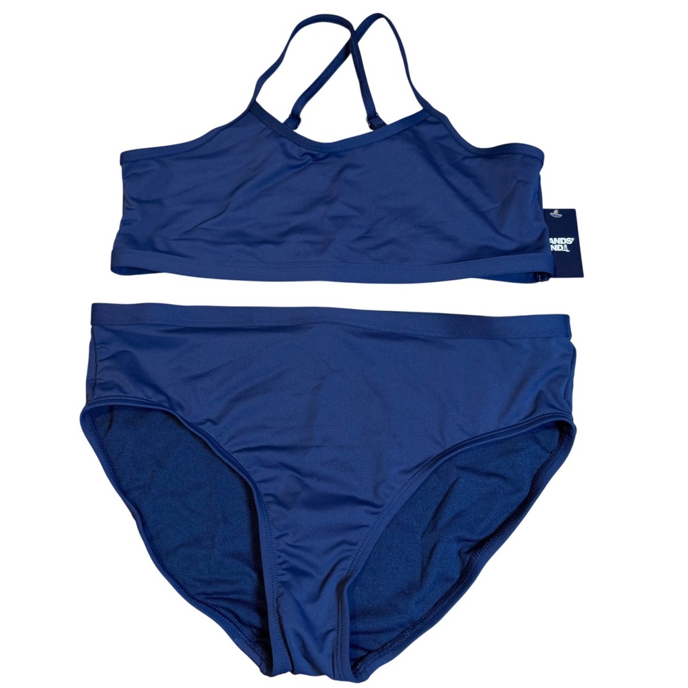 Lands End Girls Bikini Set Deep Sea Navy 2-Piece Swimsuit XL 14-16 LK000740AC